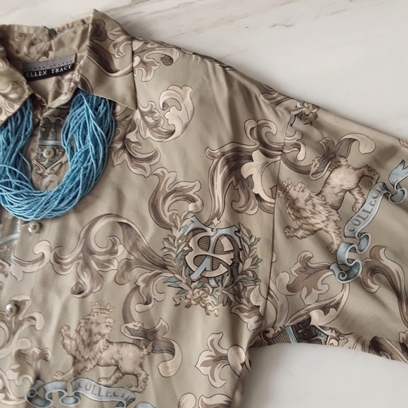 ELLEN TRACY LINDA ALLARD 100% SILK ROYAL CREST PRINT - Picture 7 of 8